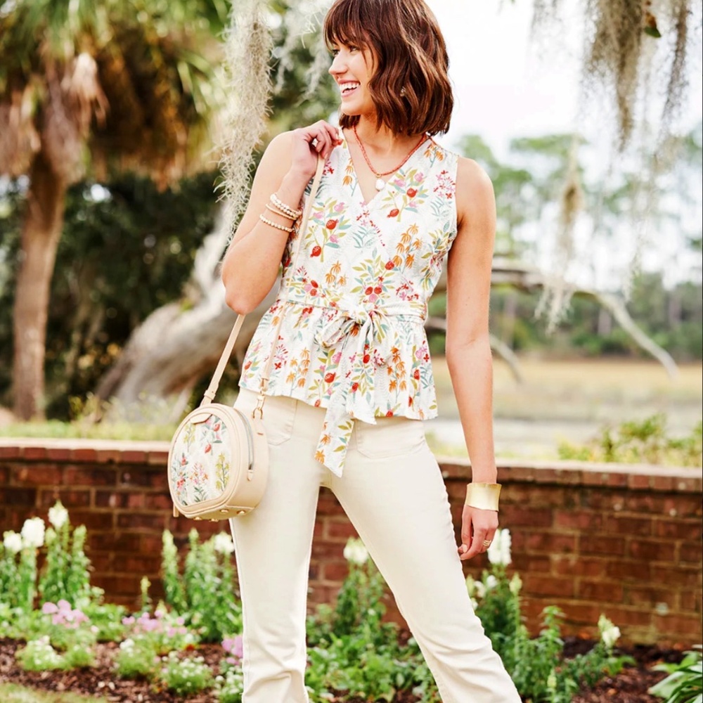 Spartina 449 Lorelei Wrap Top Queenie Topiary White